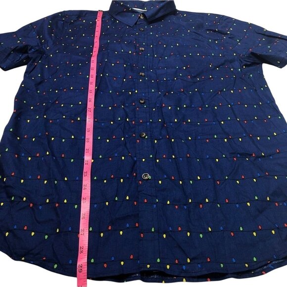 Sovereign Code Christmas Lights Shirt Mens Blue Holiday Button Short Sleeve Sz L - Picture 6 of 8